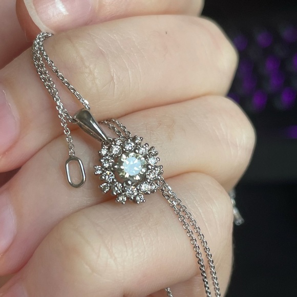 Jewelry - 14k Light Yellow Diamond with diamond halo necklace